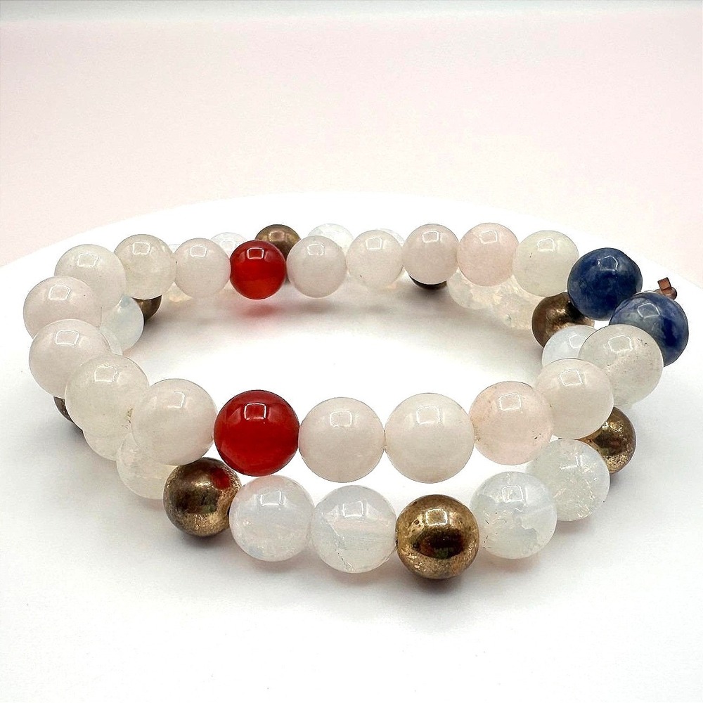 Vintage 90s Glass Beaded Stretch Bracelets Set Boho Classic Fashion Jewelry Boho